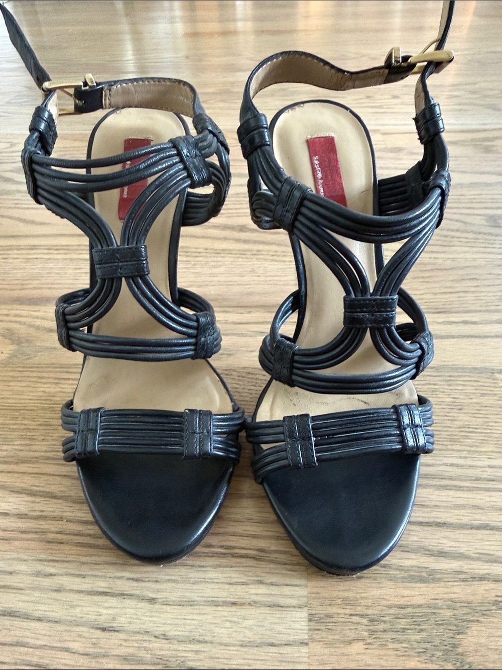 Black Strappy Loop-Detail High Heel Sandals